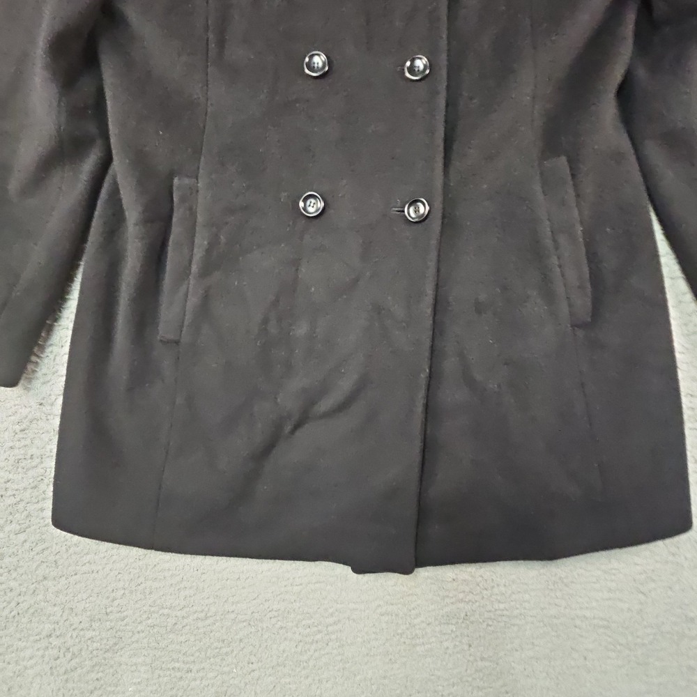 Albert Nipon Peacoat Womens 8 Black Double Breasted Wool Cashmere Blend USA - Picture 4 of 16